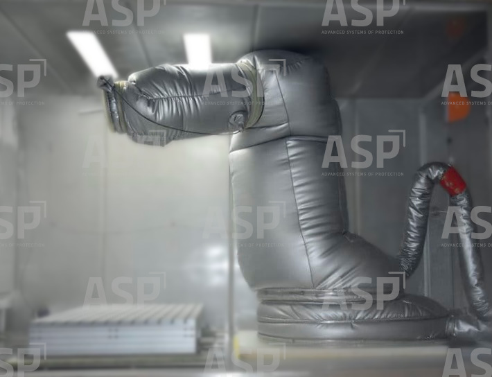 Protection for industrial robot in a cabin